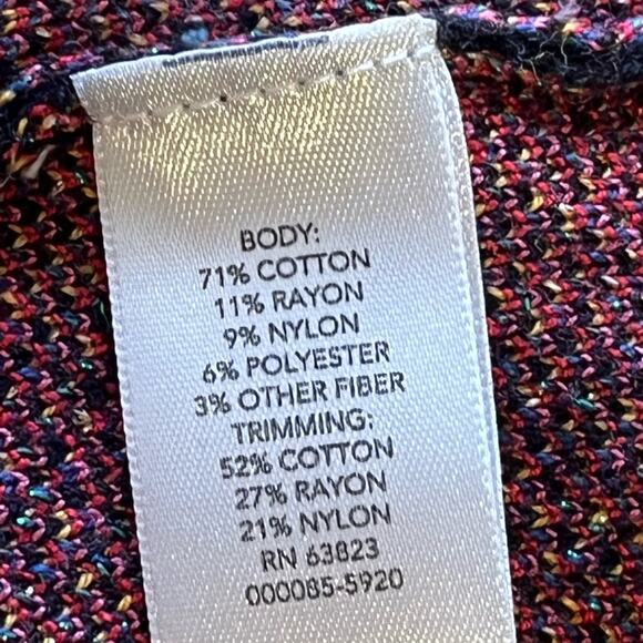 CJ Banks Plaid Cozy Gold Metallic Holiday Preppy Glam Open Sweater Cardigan 2X - Picture 7 of 7